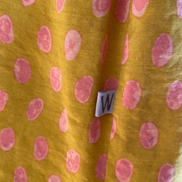 Girls golden mustard yellow dress with pink dots - Picture 7 of 7